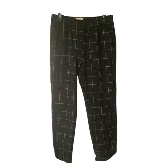 Marine Layer Black Windowpane Check Allison Pants Women Medium Cotton Blend - Picture 2 of 8